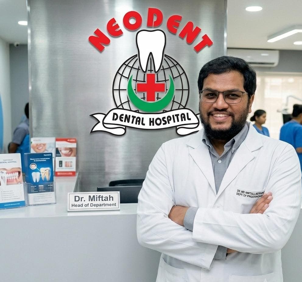 Portrait of Dr. Md. Miftah Ur Rahman in a white coat at Neodent Dental Hospital