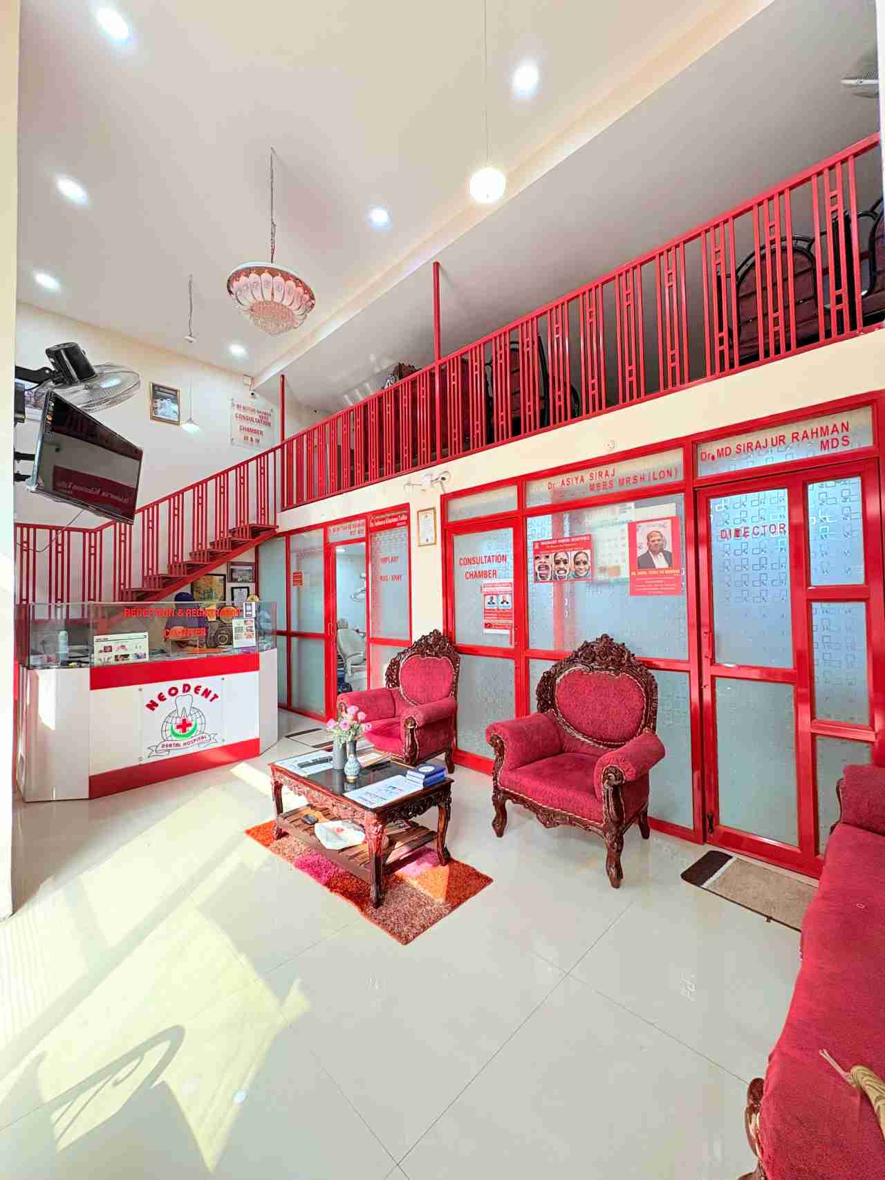 NeoDent Dental Hospital Nampally interior — the reception and registration counter